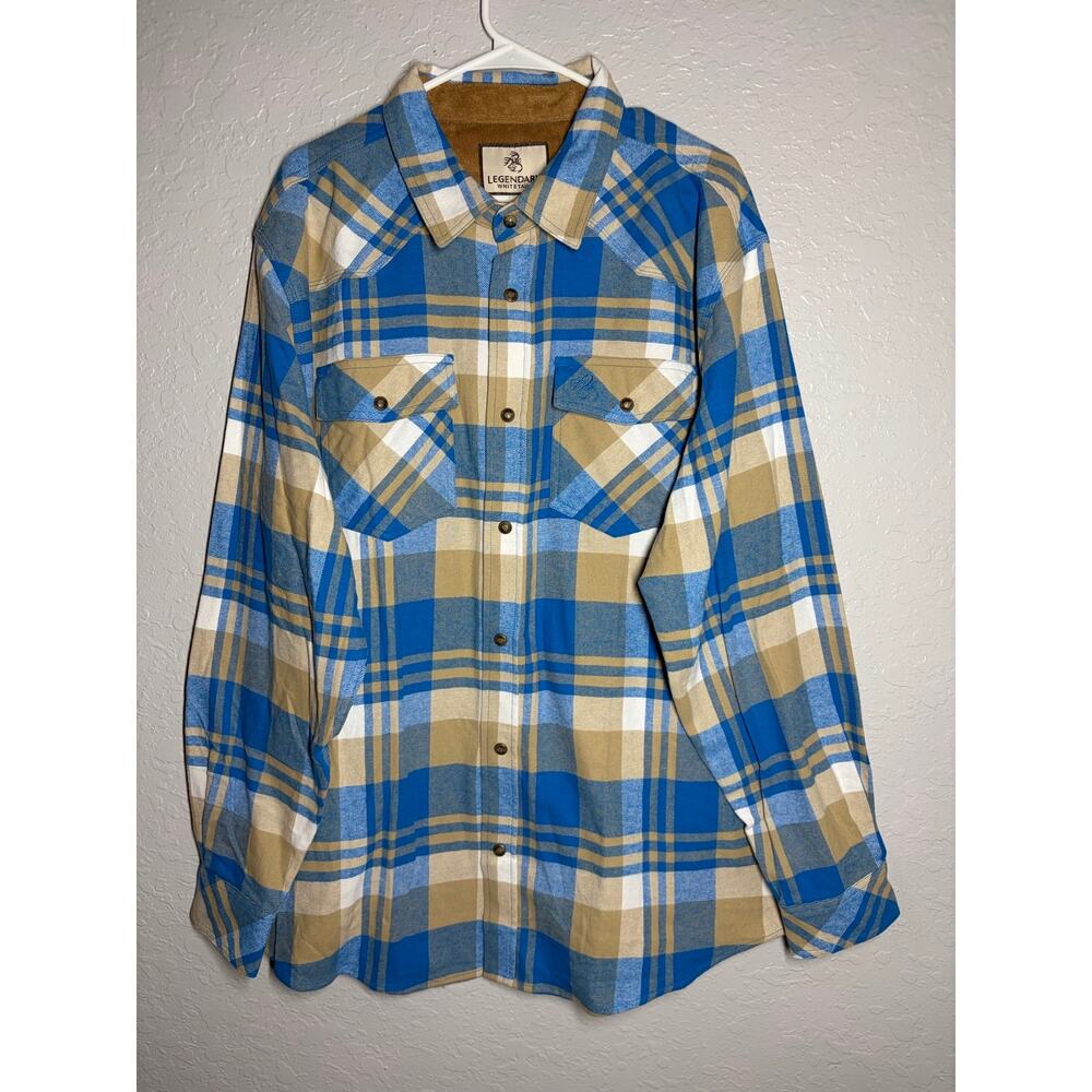 Legendary Whitetails Mens Blue Plaid Flannel Long Sleeve Shirt XL NWT